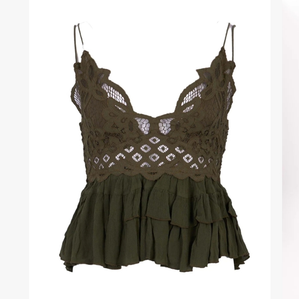 Free People Womens Adella Cami In Olive Sparrow S NWT - Picture 4 of 8